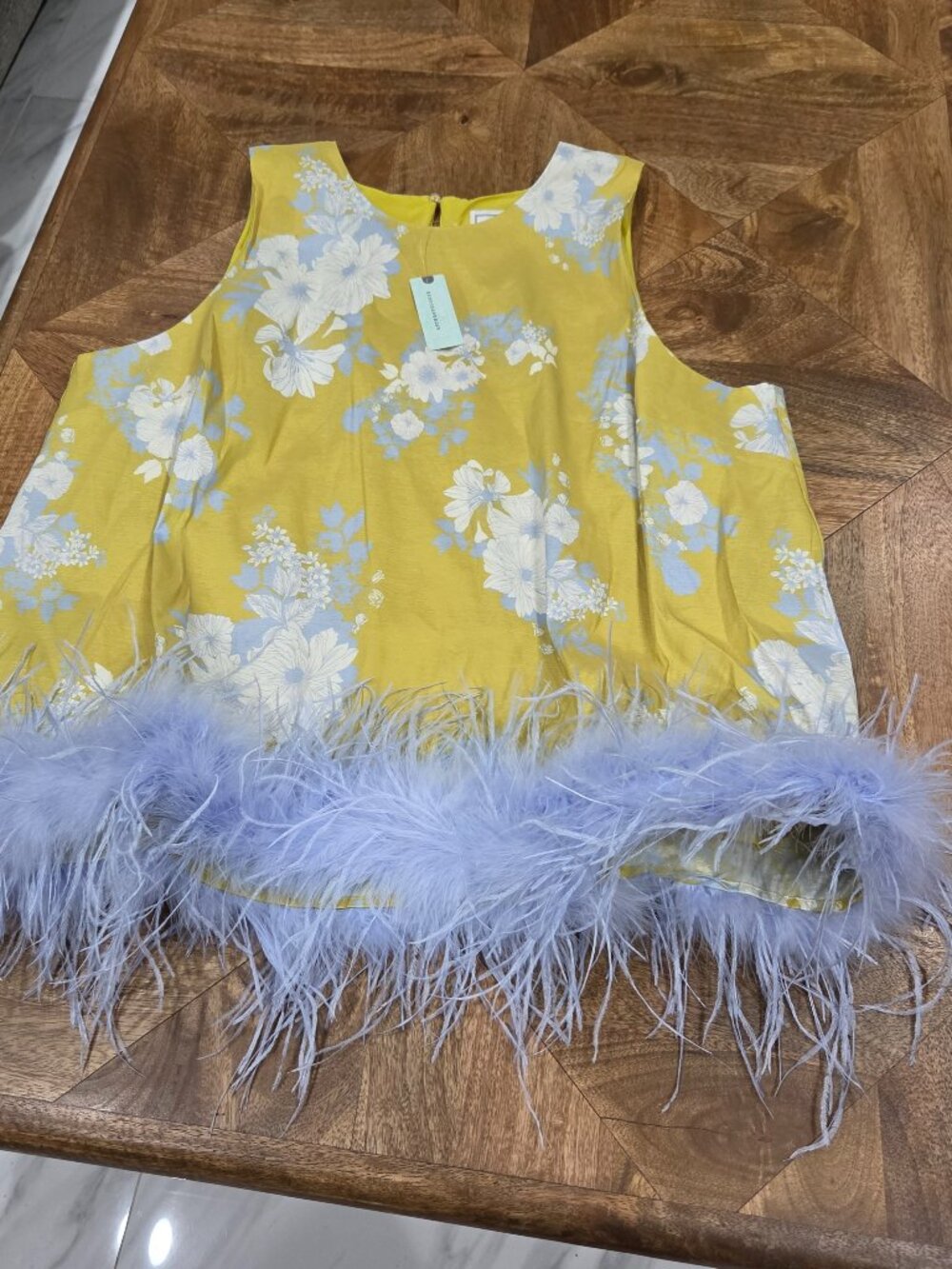 Anthropologie feather trim top size 2x new